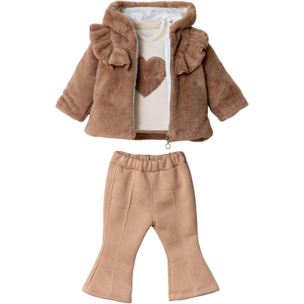 5251 оптом детские зимние костюмы тройки для девочек на 6-9-12 месяцев