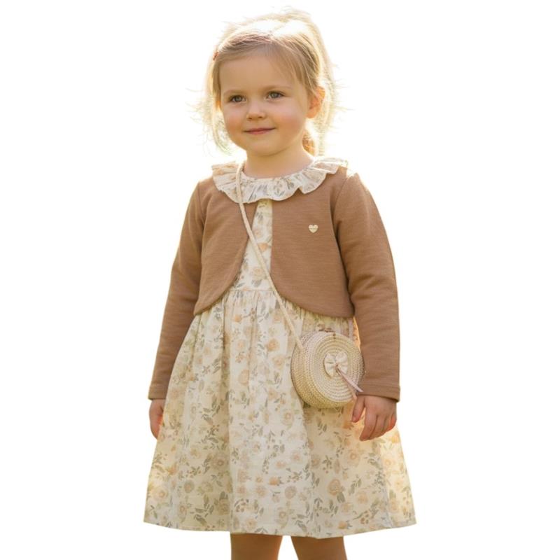 7271 toptan 2/5 yaş kız çocukları için bolerolu,çantalı elbise