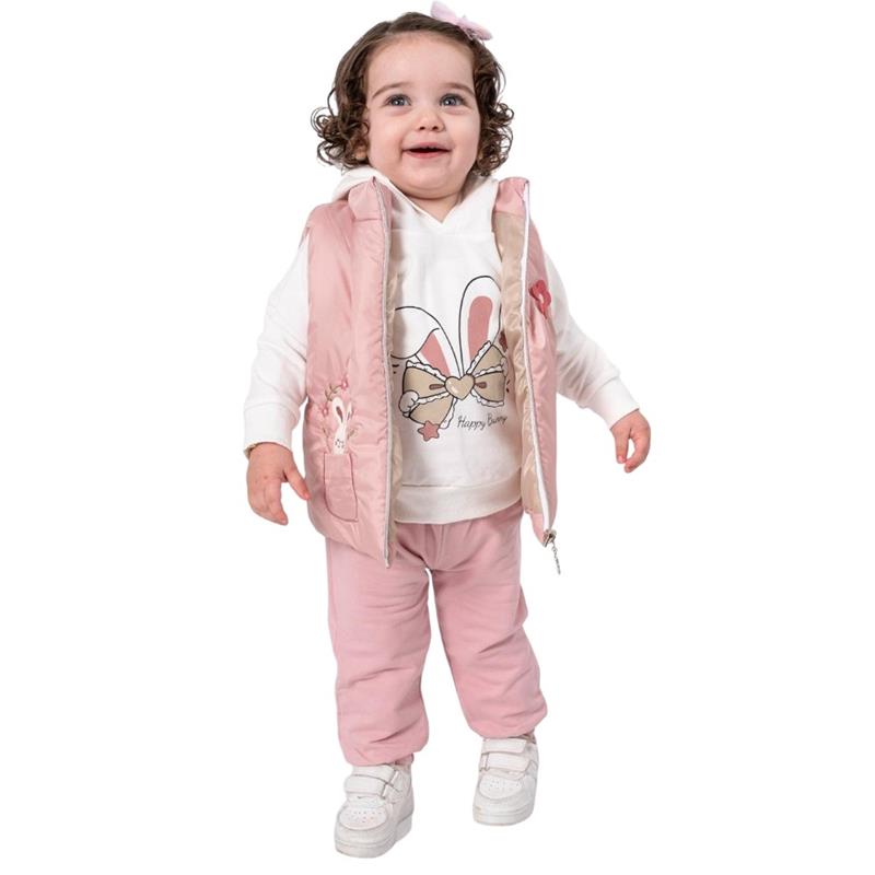 1208 toptan 9/24 aylık kız bebekler için yelekli mevsimlik üçlü takım elbise