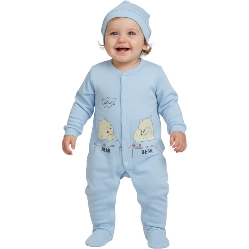 2953 wholesale children's demi-season overalls with a hat for infants 3/12 months