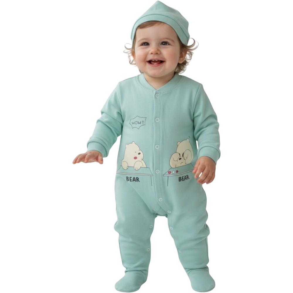 2953 wholesale children's demi-season overalls with a hat for infants 3/12 months