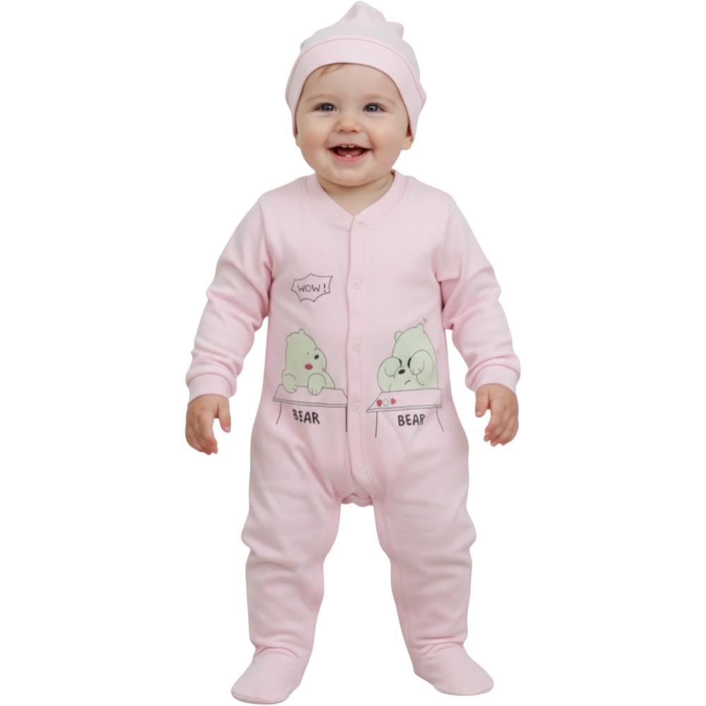 2953 wholesale children's demi-season overalls with a hat for infants 3/12 months