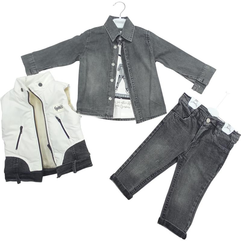 26636 toptan 1/4 yaş erkek çocuklar için mevsimlik 4 lü kot takım