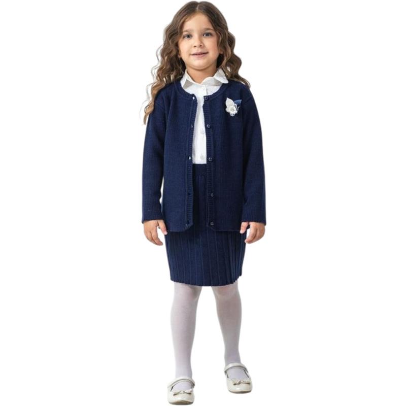 4464 toptan 6/9 yaş kız çocukları için mevsimlik etekli üçlü takım elbiseler  