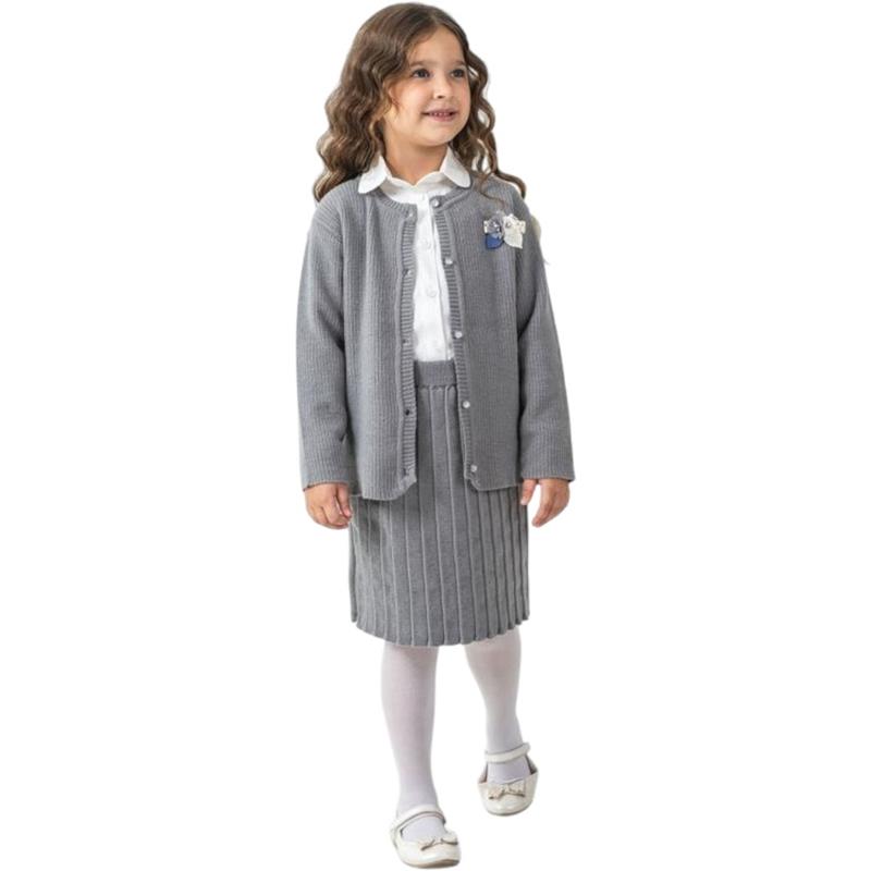 4463 toptan 2/5 yaş kız çocukları için mevsimlik etekli üçlü takım elbiseler