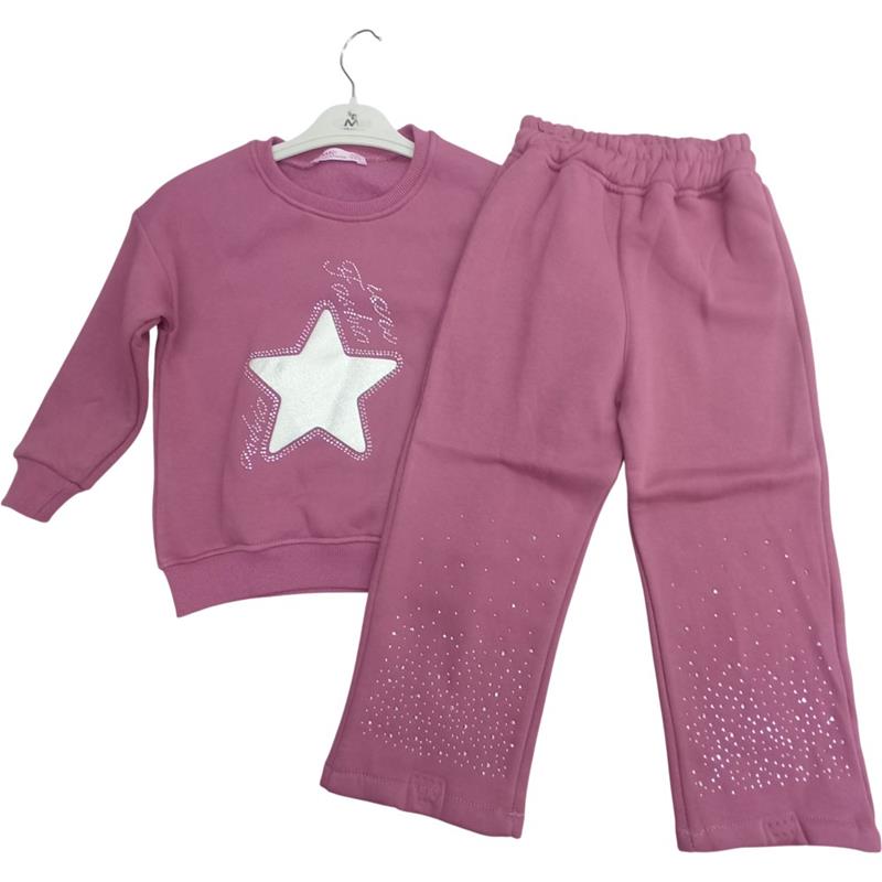 60320 toptan 5/12 yaş arası kız çocukları için kışlık iki parçalı polar kumaşlı çocuk takımları 