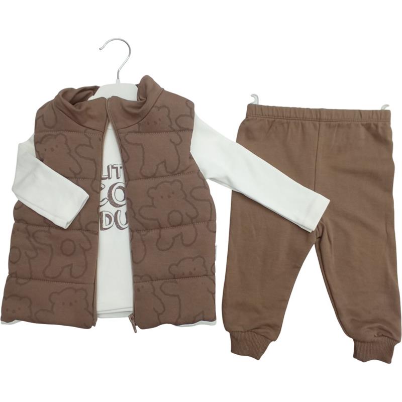 4157 toptan 9/24 aylık erkek bebekler için yelekli mevsimlik üçlü takım