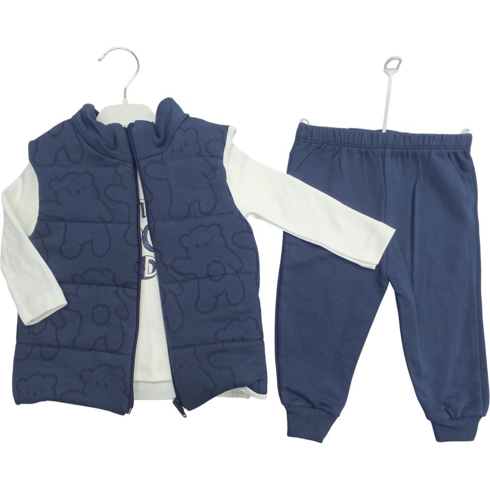 4157 toptan 9/24 aylık erkek bebekler için yelekli mevsimlik üçlü takım