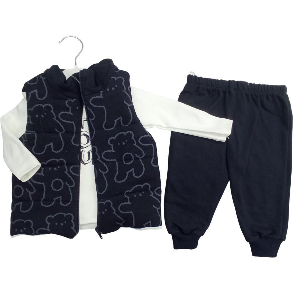 4157 toptan 9/24 aylık erkek bebekler için yelekli mevsimlik üçlü takım