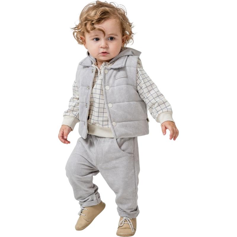 5192 toptan 6-9-12 aylık bebekler için yelekli mevsimlik üçlü çocuk takımları 