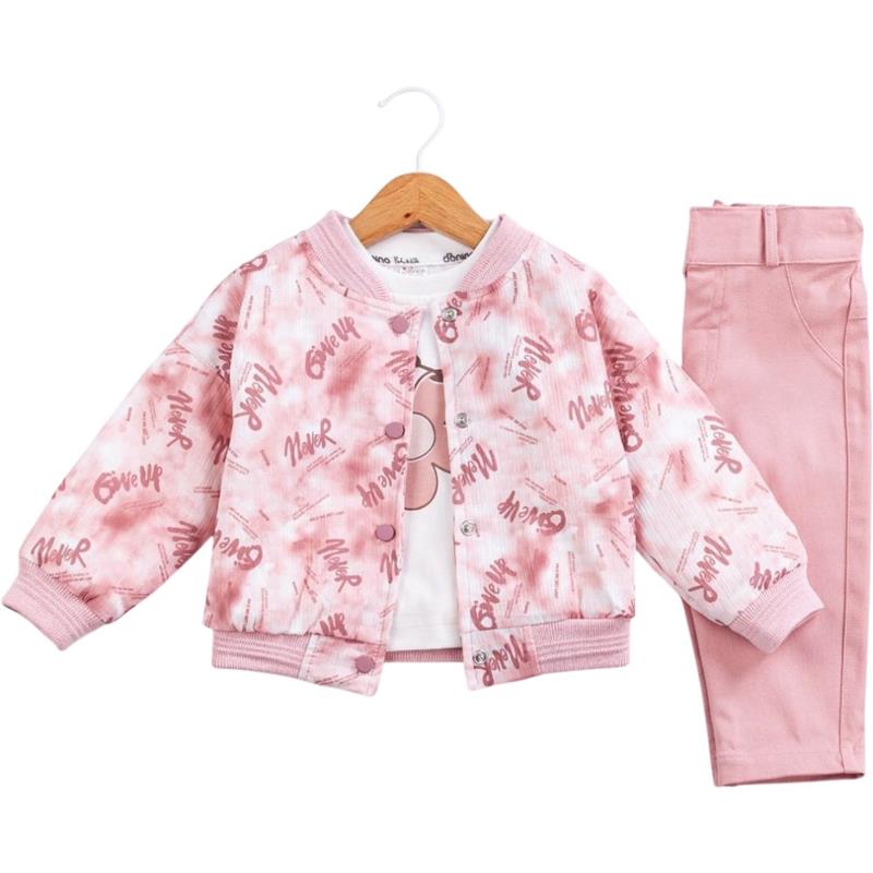 50704 toptan 6/24 aylık kız çocuklar için üç parçalı mevsimlik takım elbise