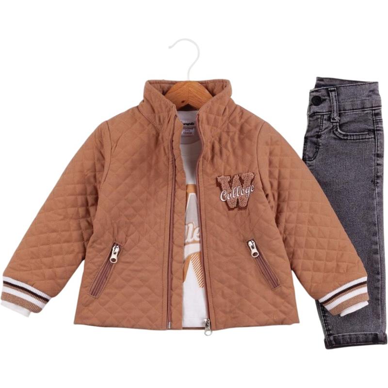 50675 toptan 6/24 aylık erkek çocuklar için üç parçalı kot pantolonlu mevsimlik takım elbise