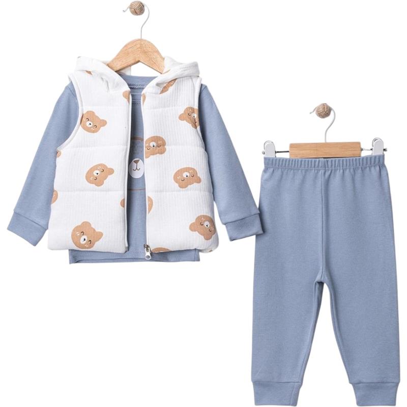 25436 toptan 9/24 aylık bebekler için ayı desenli mevsimlik üçlü takım elbiseler