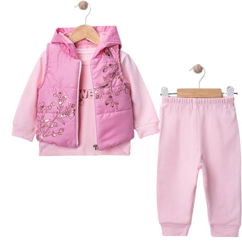 25443 toptan 9/24 ay arası kız çocukları için üçlü mevsimlik takım elbise