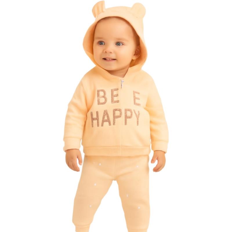 25221 toptan 9/24 ay bebekler için mevsimlik BE HAPPY baskılı ikili takımlar   