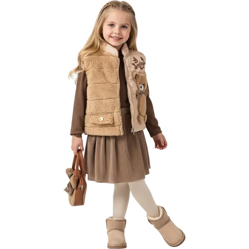 12232 toptan 3/6 yaş arası kız çocuklar için etekli üçlü mevsimlik takım elbise