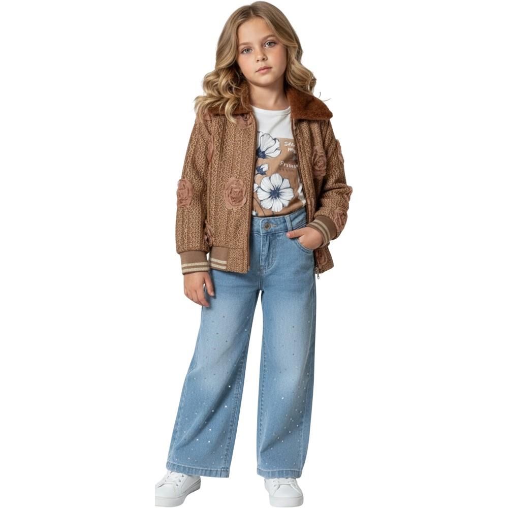 12269 toptan 3/6 yaş arası kız çocuklar için kot pantolonlu üçlü mevsimlik takım elbise  