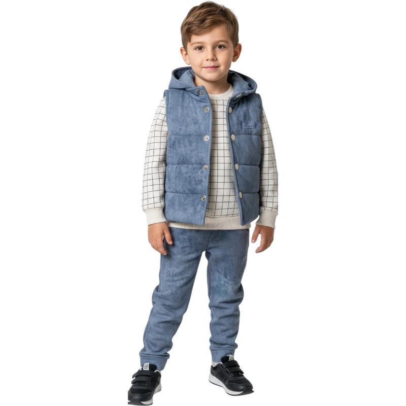 7057 toptan 2-3-4 erkek çocuklar için mevsimlik yelekli üçlü takım elbise