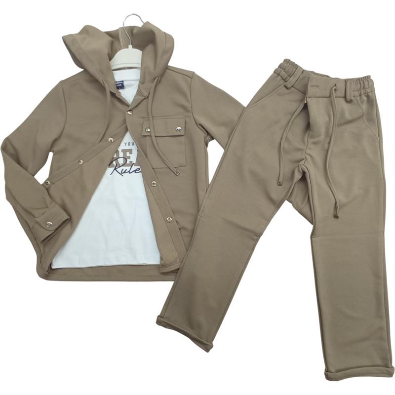 4500 toptan 11/15 yaş arası erkek çocuklar için kapüşonlu mevsimlik üç parçalı takım elbise