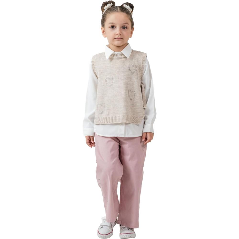 4492 wholesale children's spring-autumn three-piece suits with shirts,knitted capes and trousers for girls aged 6/9 years