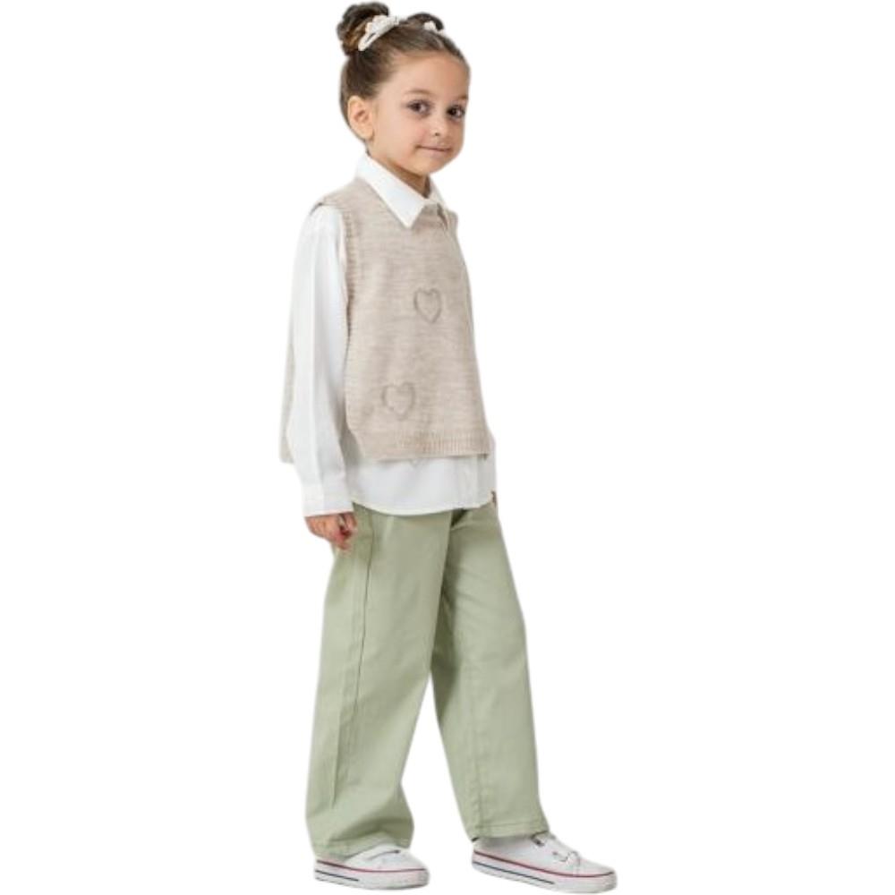 4492 wholesale children's spring-autumn three-piece suits with shirts,knitted capes and trousers for girls aged 6/9 years