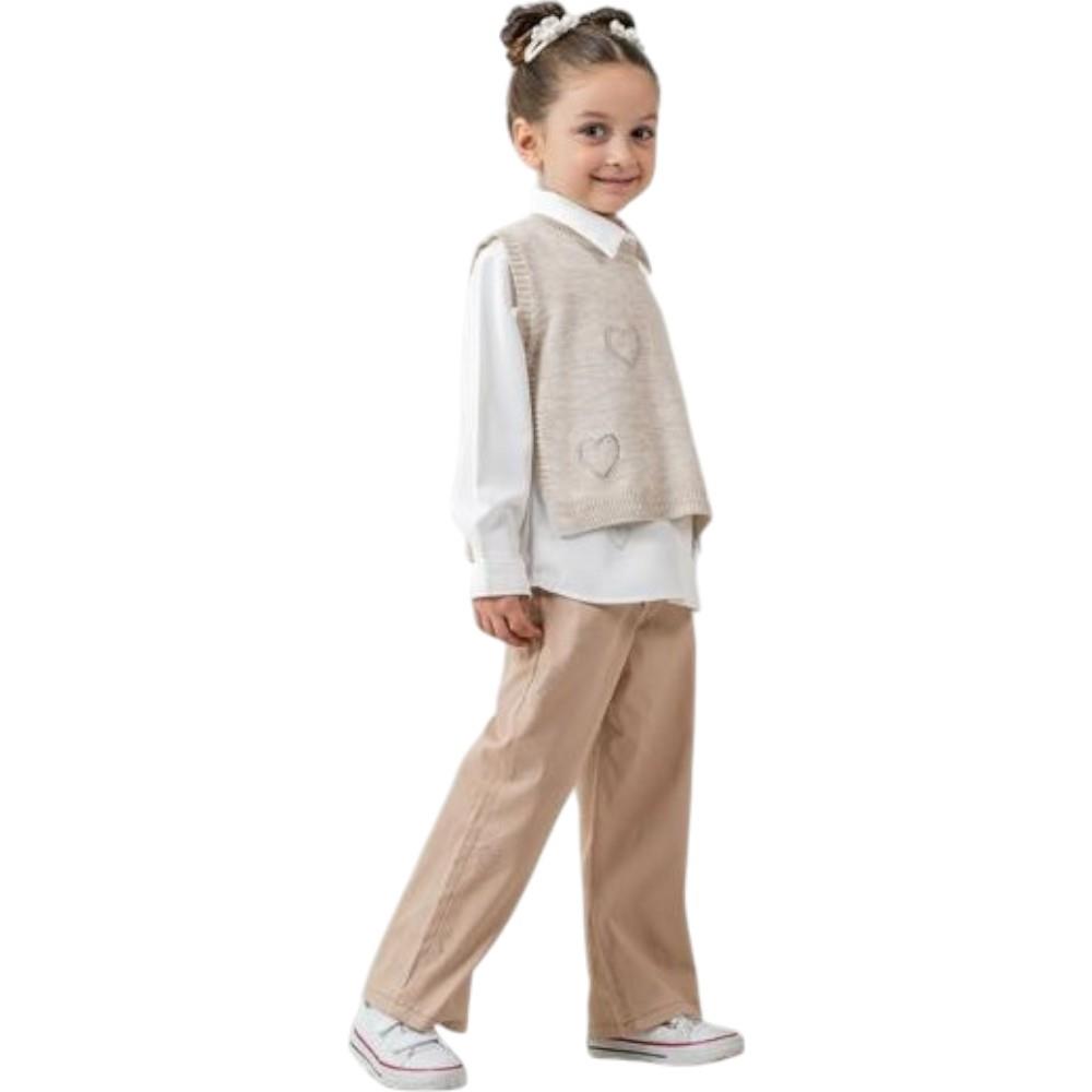 4492 wholesale children's spring-autumn three-piece suits with shirts,knitted capes and trousers for girls aged 6/9 years