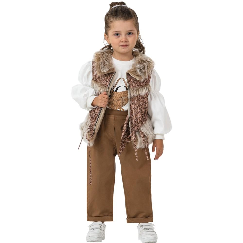 26331 wholesale spring-autumn three-piece suit with vest for girls aged 6 to 24 months
