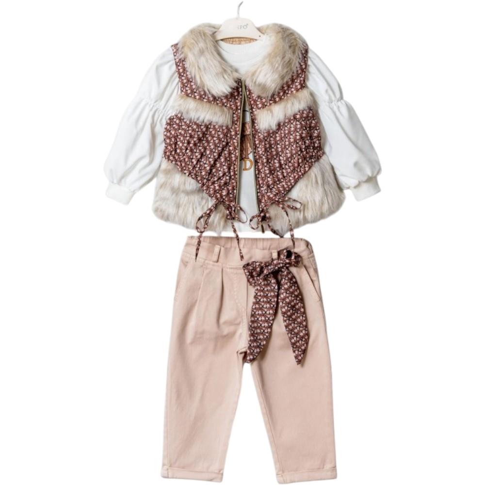 26331 wholesale spring-autumn three-piece suit with vest for girls aged 6 to 24 months