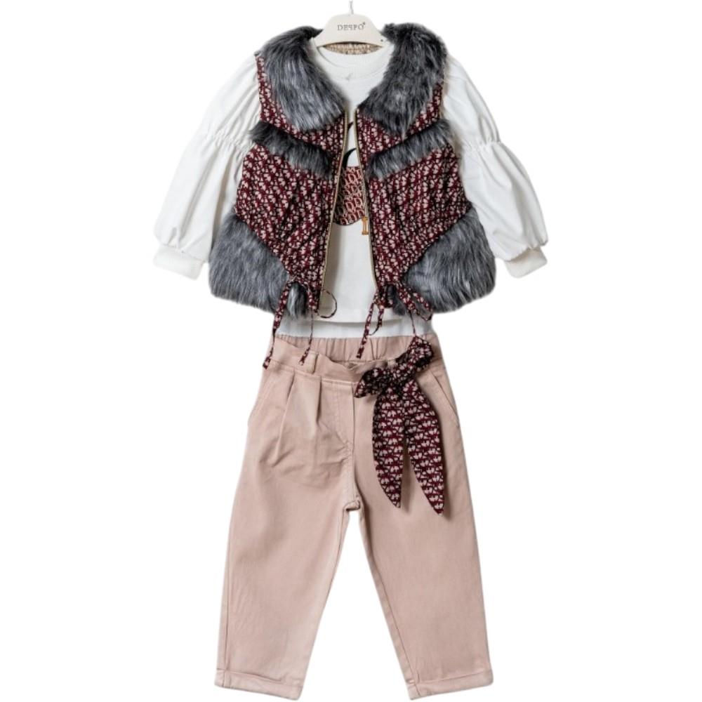 26331 wholesale spring-autumn three-piece suit with vest for girls aged 6 to 24 months