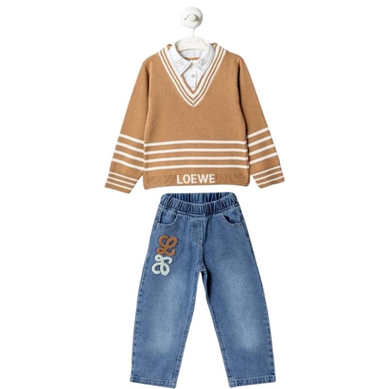 26333 toptan 5/8 yaş kız çocukları için kot pantolonlu mevsimlik üç parçalı çocuk takım elbiseleri