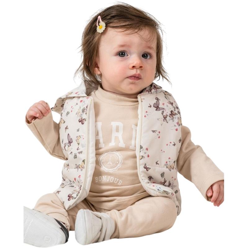 10003 toptan 6-9-12 aylık bebekler için yelekli  çocuk kışlık üç parçalı takım elbise