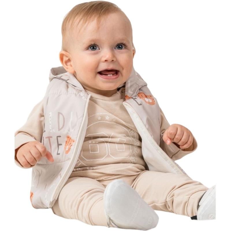 12001 toptan 6-9-12 aylık bebekler için yelekli çocuk kışlık üç parçalı takım elbise