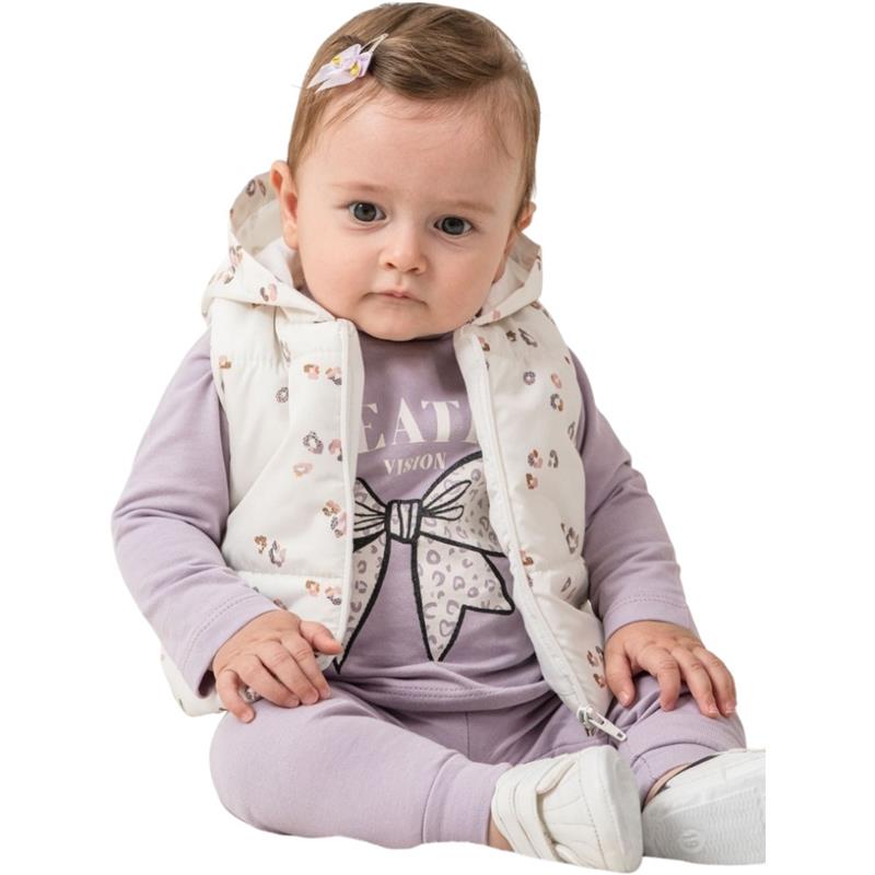 10004 toptan 6-9-12 aylık bebekler için yelekli çocuk kışlık üç parçalı takım elbise