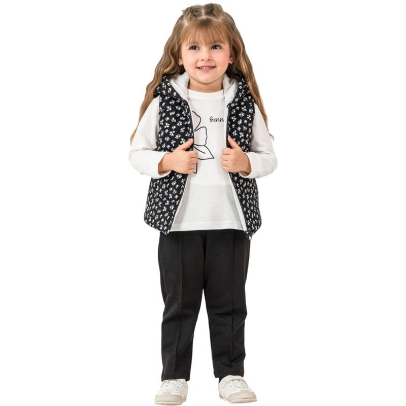 10006 toptan 3-4-5-6 yaş kız çocukları için yelekli üç parçalı çocuk mevsimlik takım elbiseler