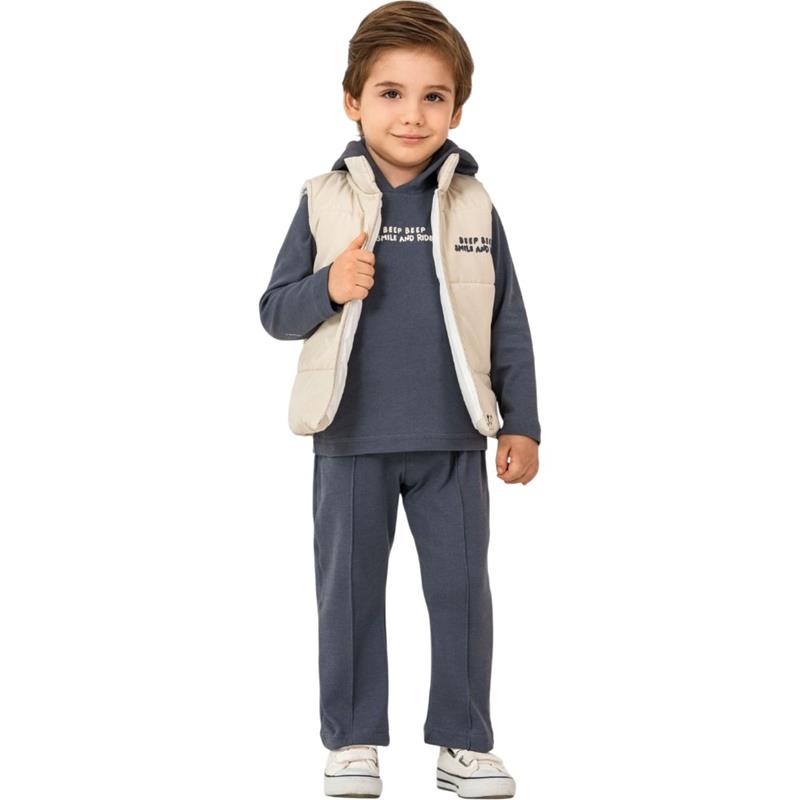 10008 toptan 3-4-5-6 yaş erkek çocukları için yelekli üç parçalı mevsimlik takım elbiseler