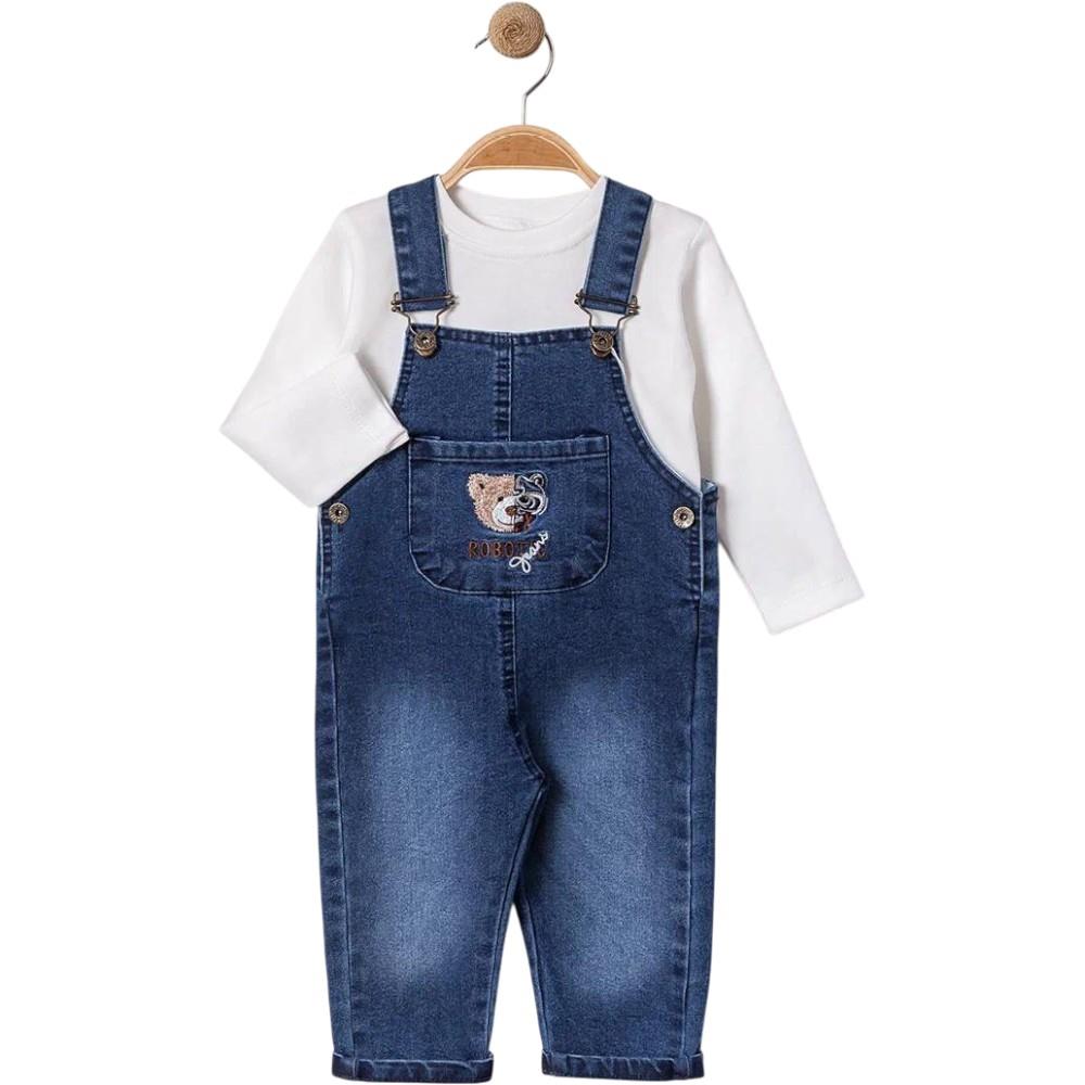 6049 оптом детские джинсовые брюки-комбинезоны с кофтами для мальчиков на 9/24 месяцев