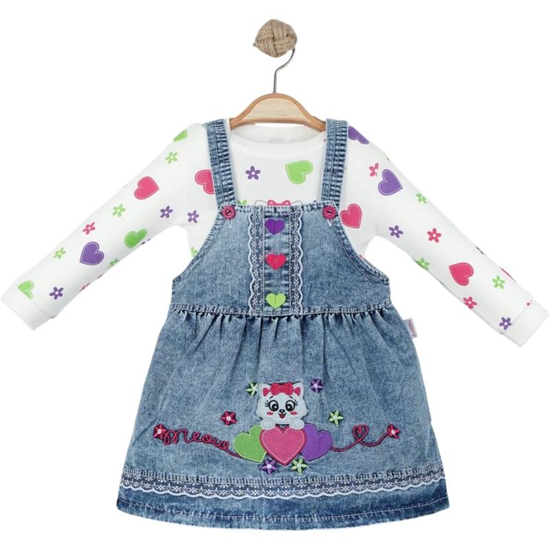 545 toptan 12/24 aylık kız çocukları için tişörtlü kot jile