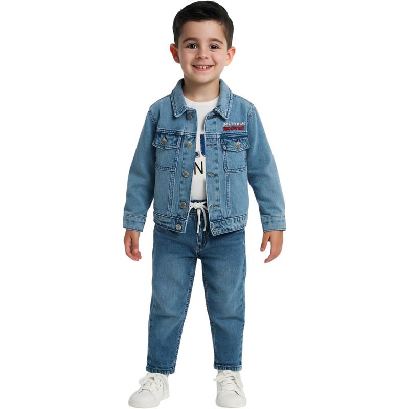 6001 toptan 5/8 yaş erkek çocukları için kot ceketleri, pantolon ve tişört