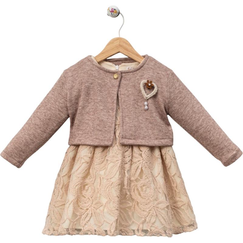 6012 toptan 2-5 yaş arası kız çocukları için triko pelerinli çocuk mevsimlik elbiseler