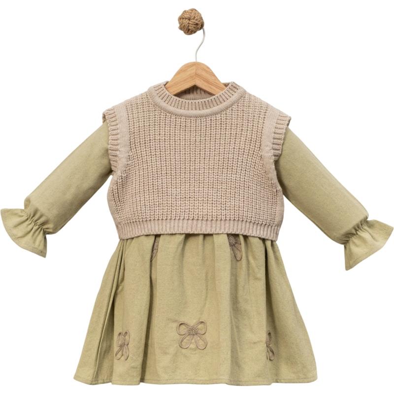 6014 toptan 2-5 yaş arası kız çocukları için triko pelerinli çocuk mevsimlik elbiseler