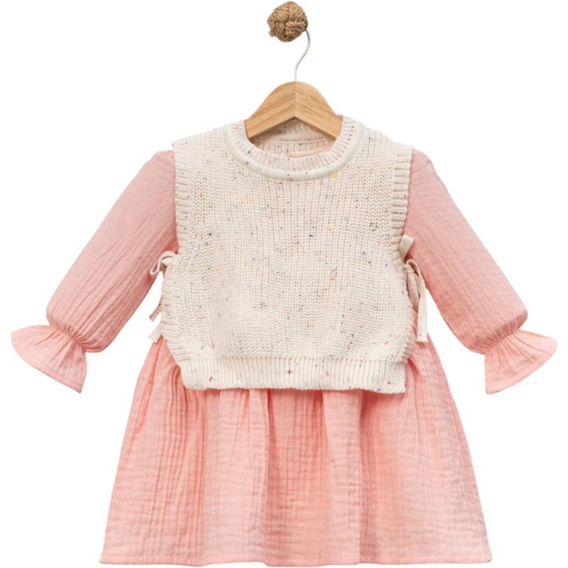 6019 toptan 2-5 yaş arası kız çocukları için triko pelerinli çocuk mevsimlik elbiseler