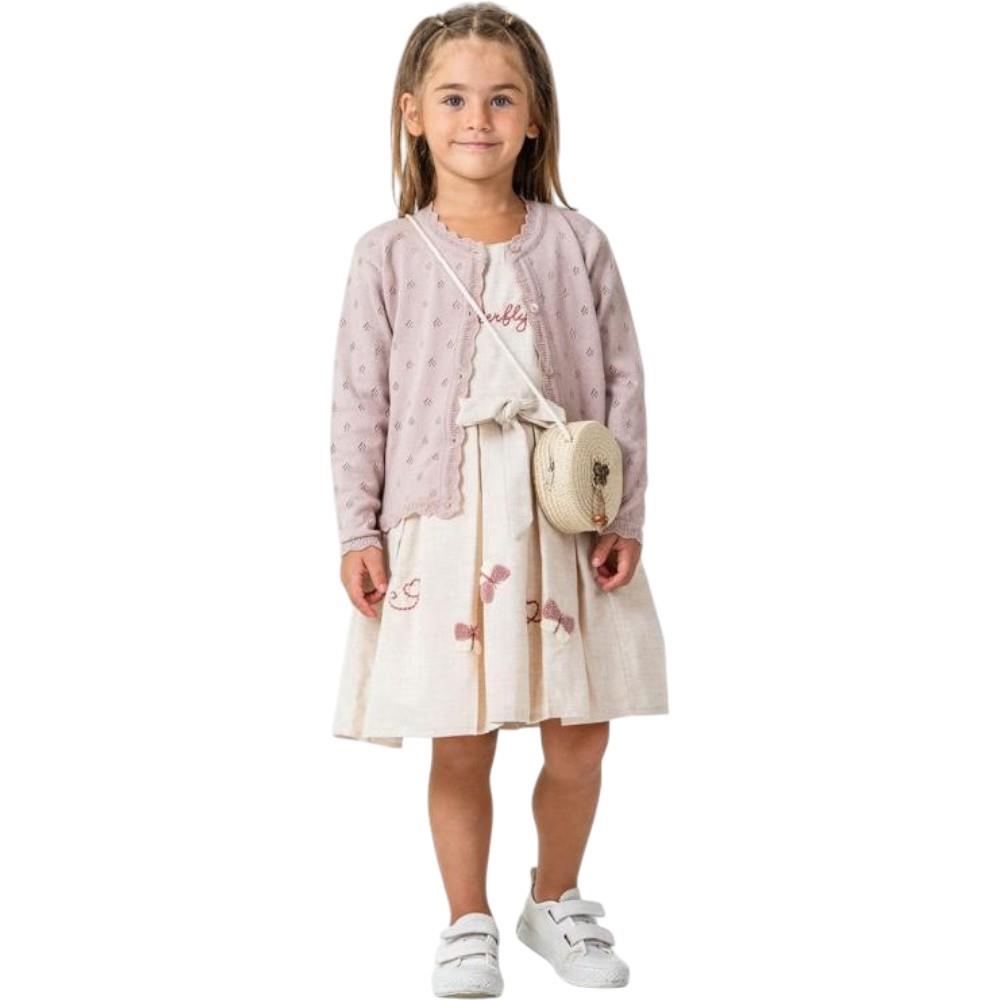 7262 wholesale demi-season dresses with a knitted jacket for girls aged 6/9 years
