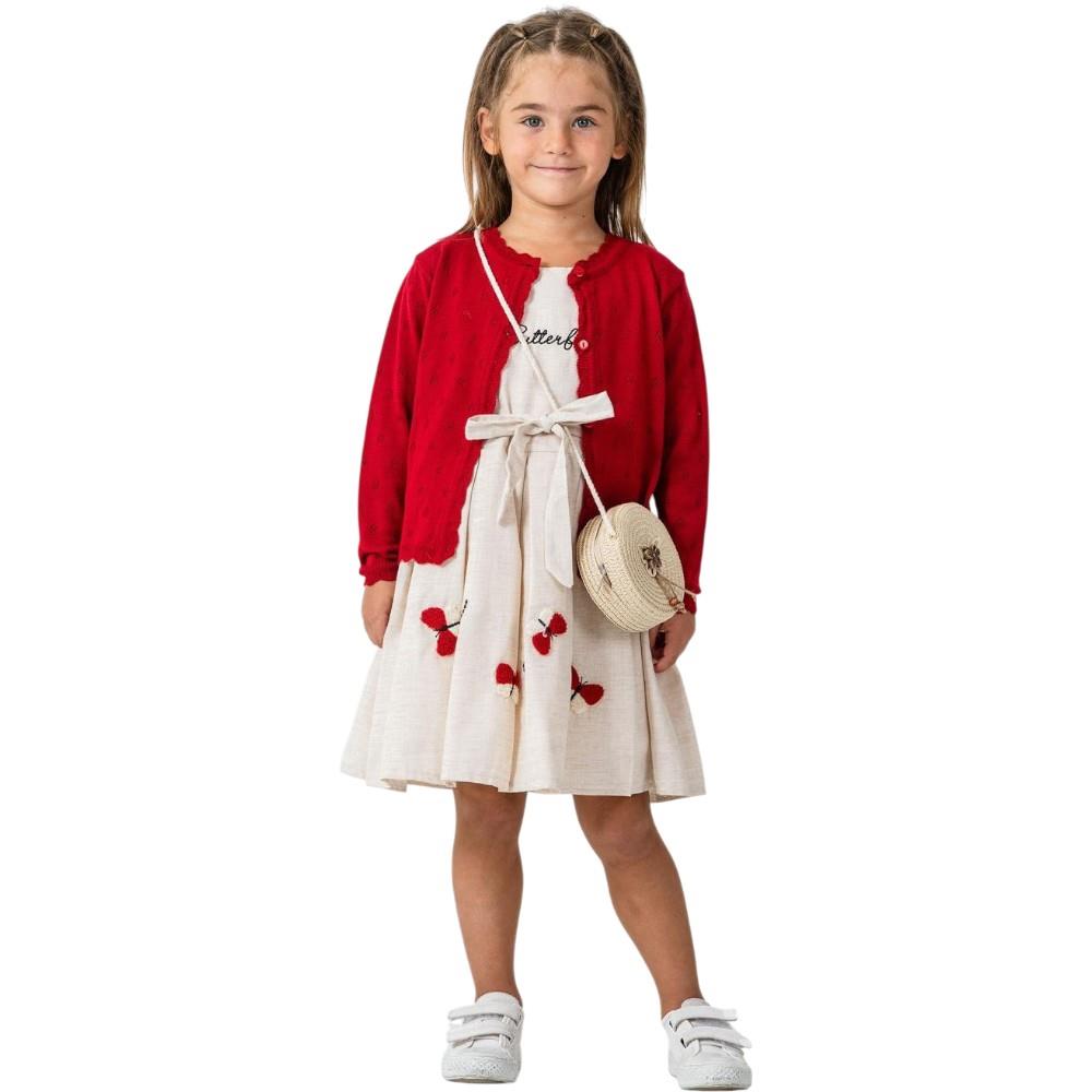 7262 wholesale demi-season dresses with a knitted jacket for girls aged 6/9 years