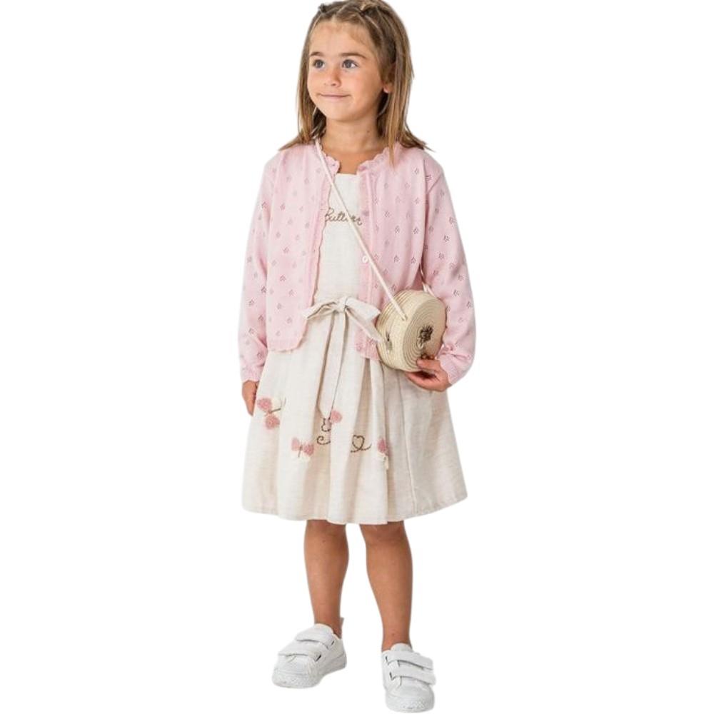 7262 wholesale demi-season dresses with a knitted jacket for girls aged 6/9 years