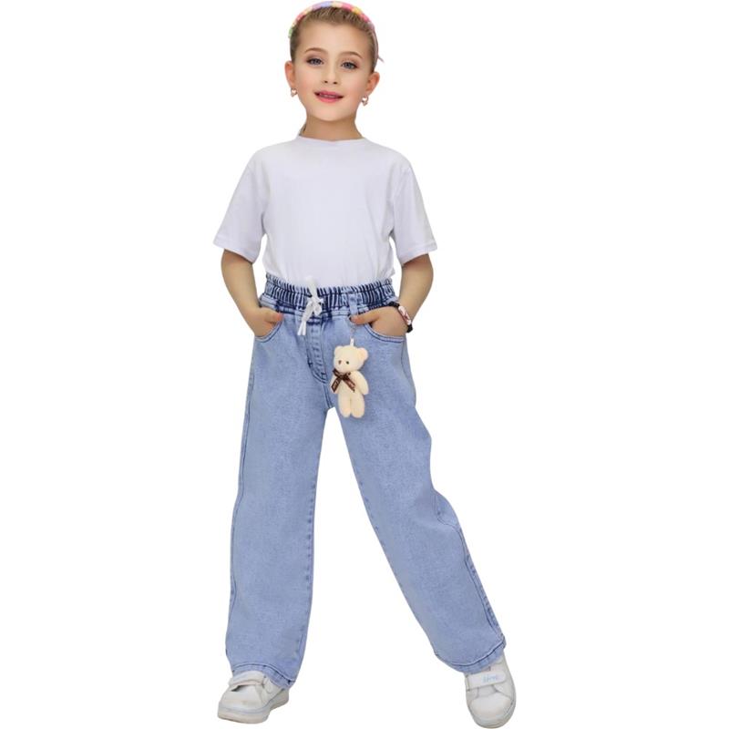 toptan 5-6-7-7-8 yaş kız çocukları için ayıcıklı kot pantolon 