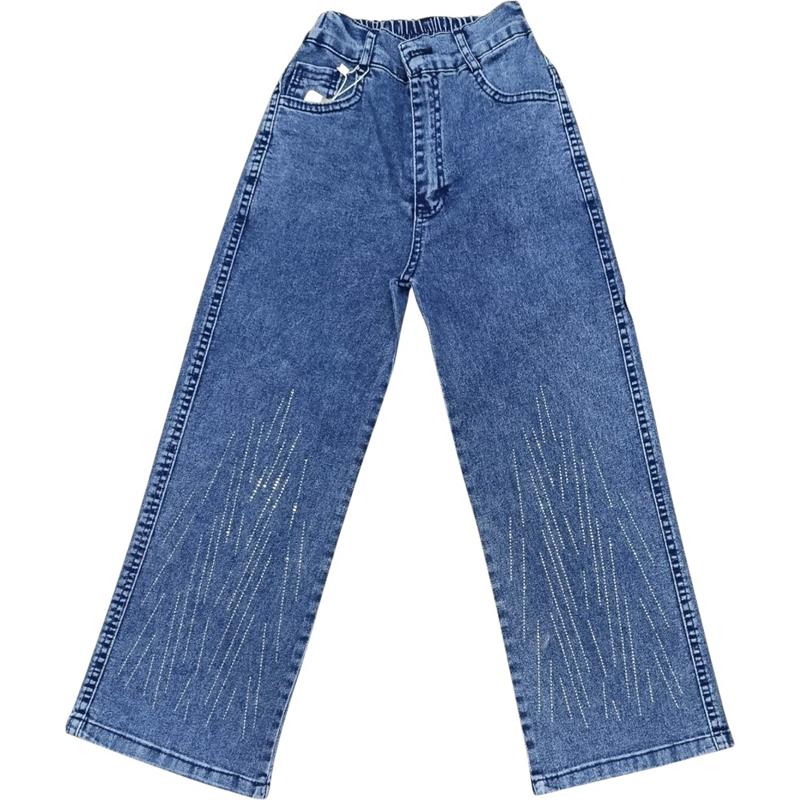 2130 toptan 6-10 yaş arası kız çocukları için taşlı çocuk kot pantolonu