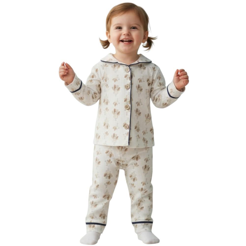 8124 оптом детские демисезонные пижамы на пуговицах для младенцев на 9-12-18 месяцев
