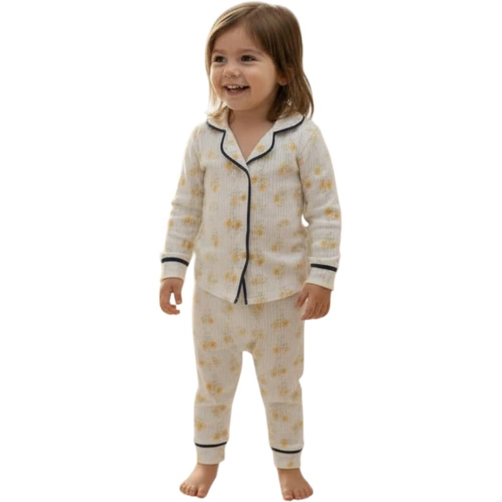 8124 оптом детские демисезонные пижамы на пуговицах для младенцев на 9-12-18 месяцев