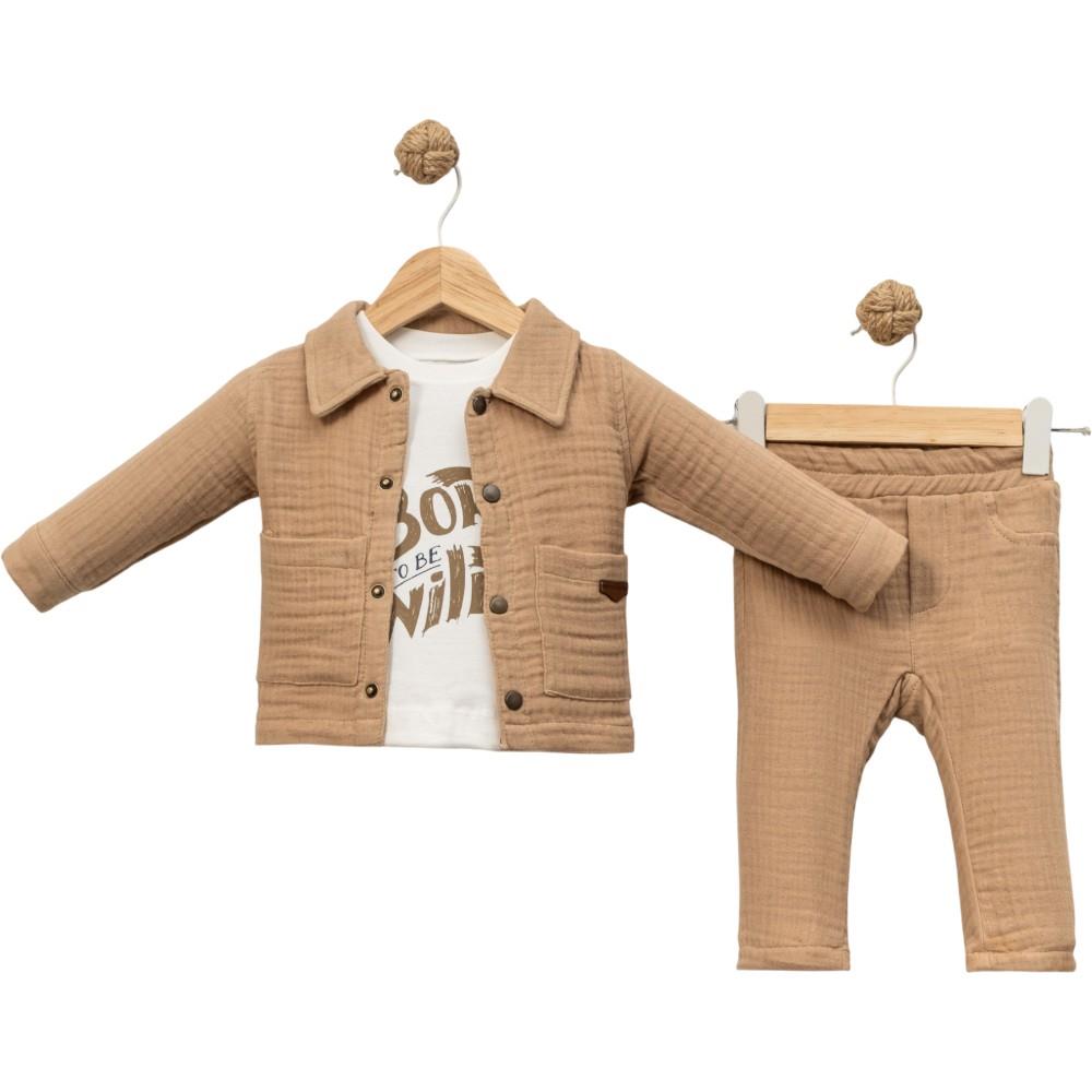 1212 toptan 9/24 aylık bebekler için mevsimlik üç parçalı takım elbise