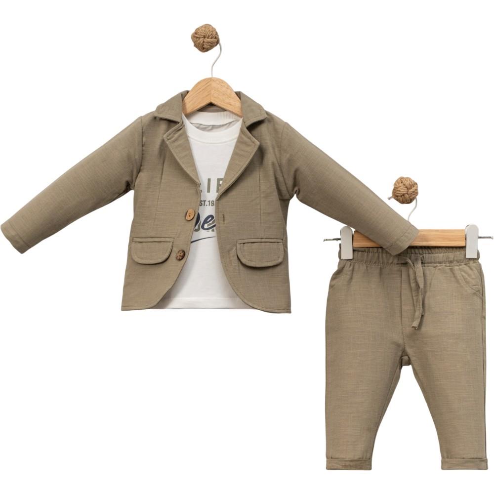 1201 toptan 9/24 aylık bebekler için mevsimlik üç parçalı takım elbise